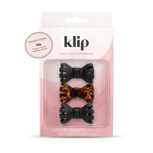 Klip Farfalla Nero - Fermaglio magnetico - Set da 3