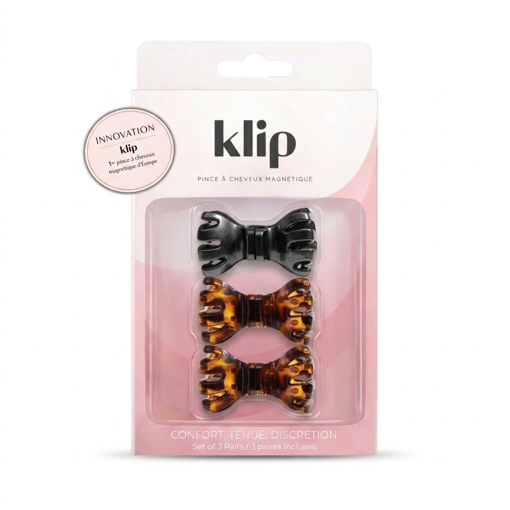 Klip Farfalla Leopardo & Nero - Fermaglio magnetico - Set da 3